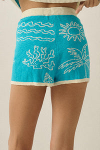 Beach Bum Nautical Jacquard-Knit Sweater Shorts - ShopPromesa