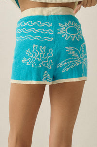 Beach Bum Nautical Jacquard-Knit Sweater Shorts - ShopPromesa