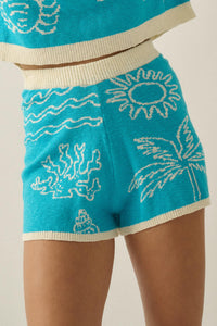Beach Bum Nautical Jacquard-Knit Sweater Shorts - ShopPromesa