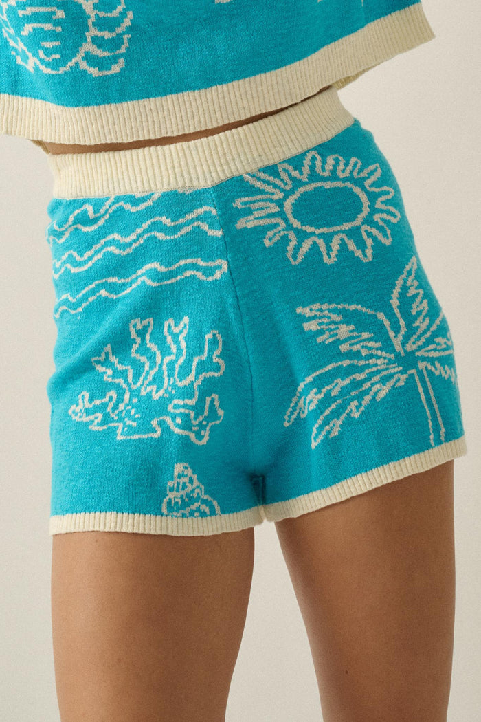 Beach Bum Nautical Jacquard-Knit Sweater Shorts - ShopPromesa