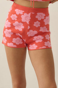 Petal Pop Floral Jacquard-Knit Sweater Shorts - ShopPromesa