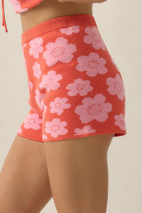 Petal Pop Floral Jacquard-Knit Sweater Shorts - ShopPromesa