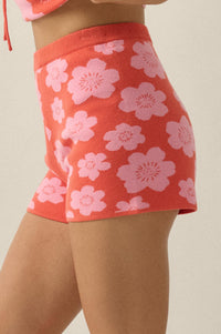 Petal Pop Floral Jacquard-Knit Sweater Shorts - ShopPromesa