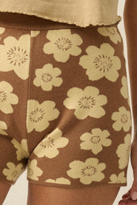 Petal Pop Floral Jacquard-Knit Sweater Shorts - ShopPromesa