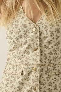 Twill Blossoms Floral-Print Cotton Vest Romper - ShopPromesa