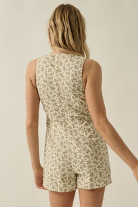 Twill Blossoms Floral-Print Cotton Vest Romper - ShopPromesa