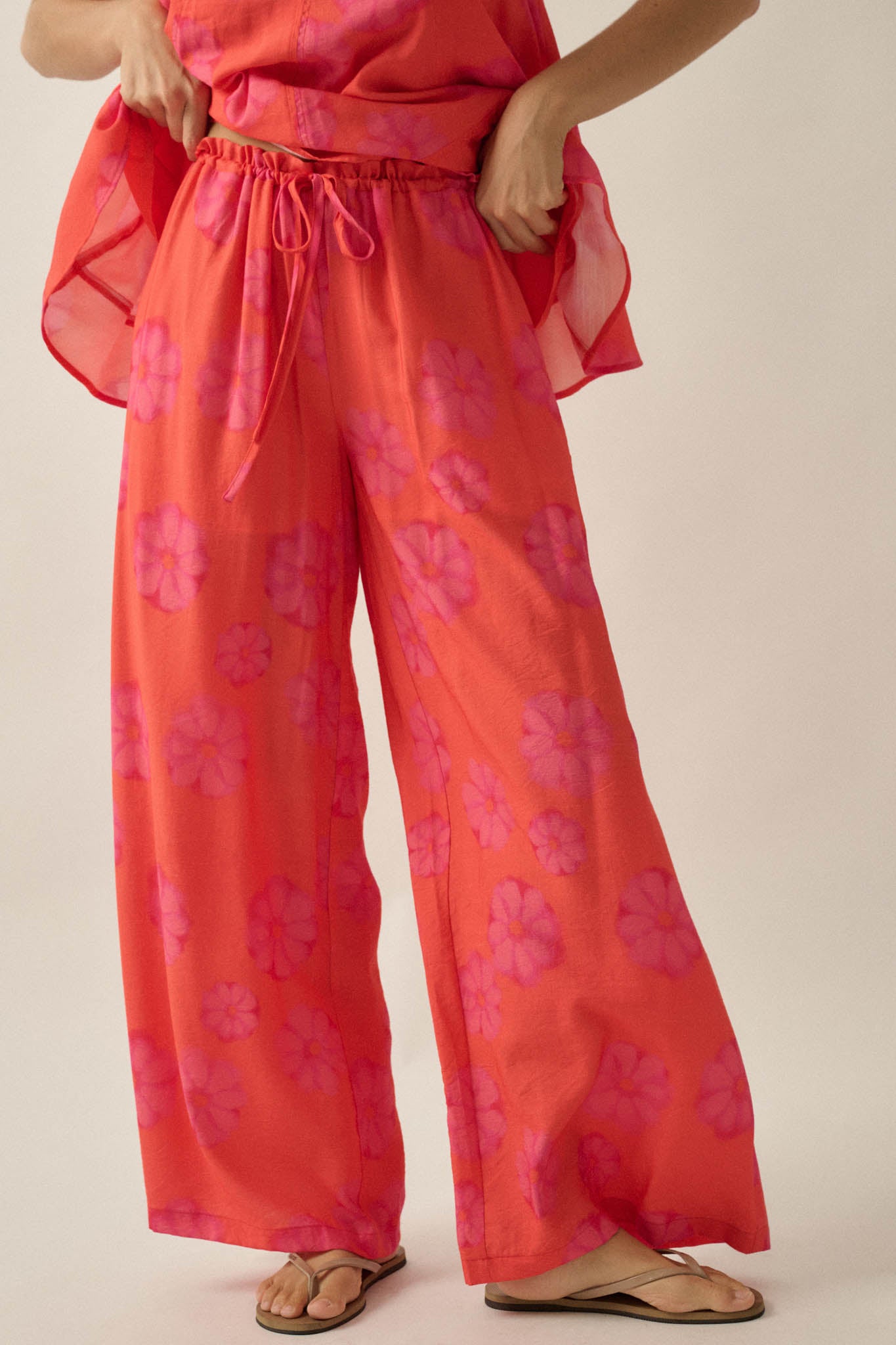 Delightful Days Floral Wide-Leg Drawstring Pants - ShopPromesa