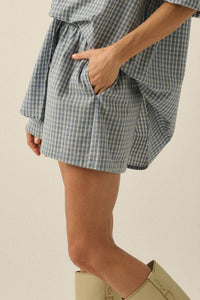 Sunny Sunday Plaid Seersucker Pleated Shorts - ShopPromesa