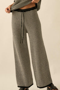 Blessed Day Striped Knit Drawstring Sweater Pants - ShopPromesa