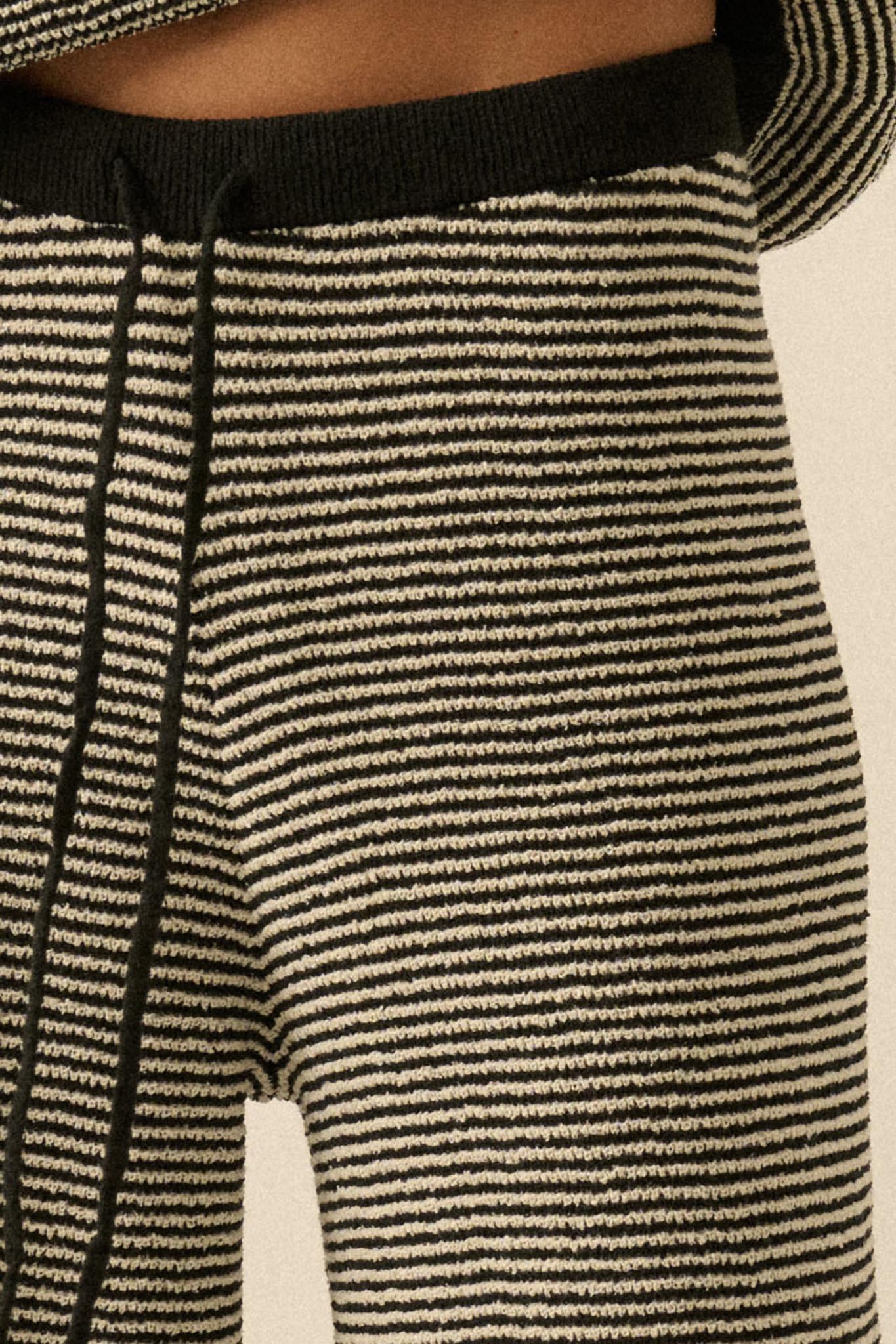 Blessed Day Striped Knit Drawstring Sweater Pants - ShopPromesa