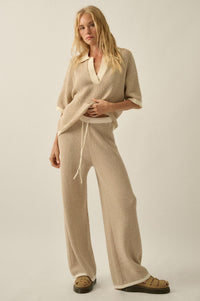 Blessed Day Striped Knit Drawstring Sweater Pants - ShopPromesa