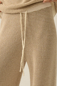Blessed Day Striped Knit Drawstring Sweater Pants - ShopPromesa