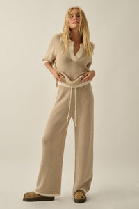 Blessed Day Striped Knit Drawstring Sweater Pants - ShopPromesa