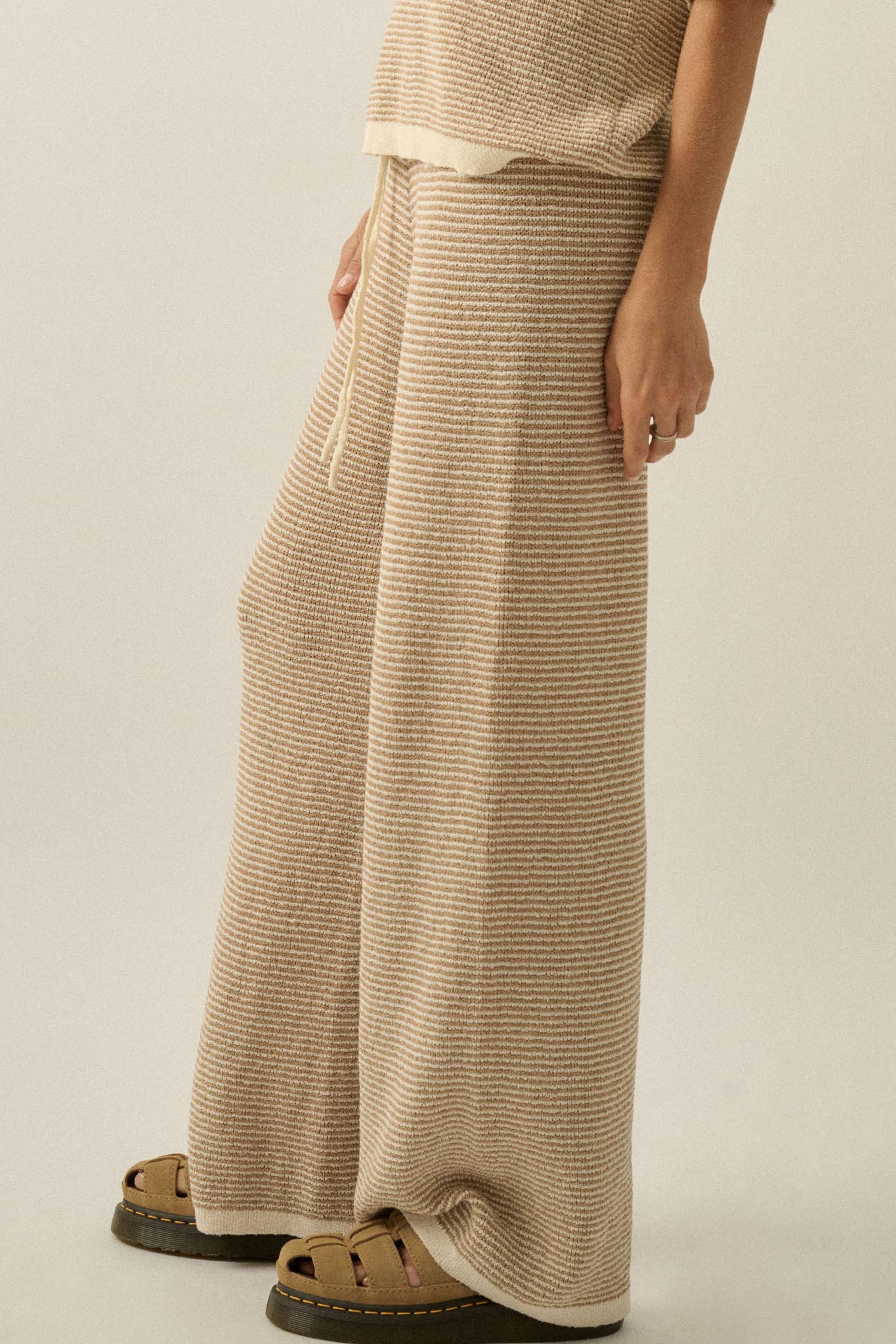 Blessed Day Striped Knit Drawstring Sweater Pants - ShopPromesa