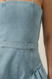 Good Jeans Denim Ruffled Wide-Leg Cami Romper - ShopPromesa