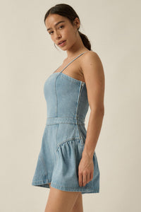 Good Jeans Denim Ruffled Wide-Leg Cami Romper - ShopPromesa