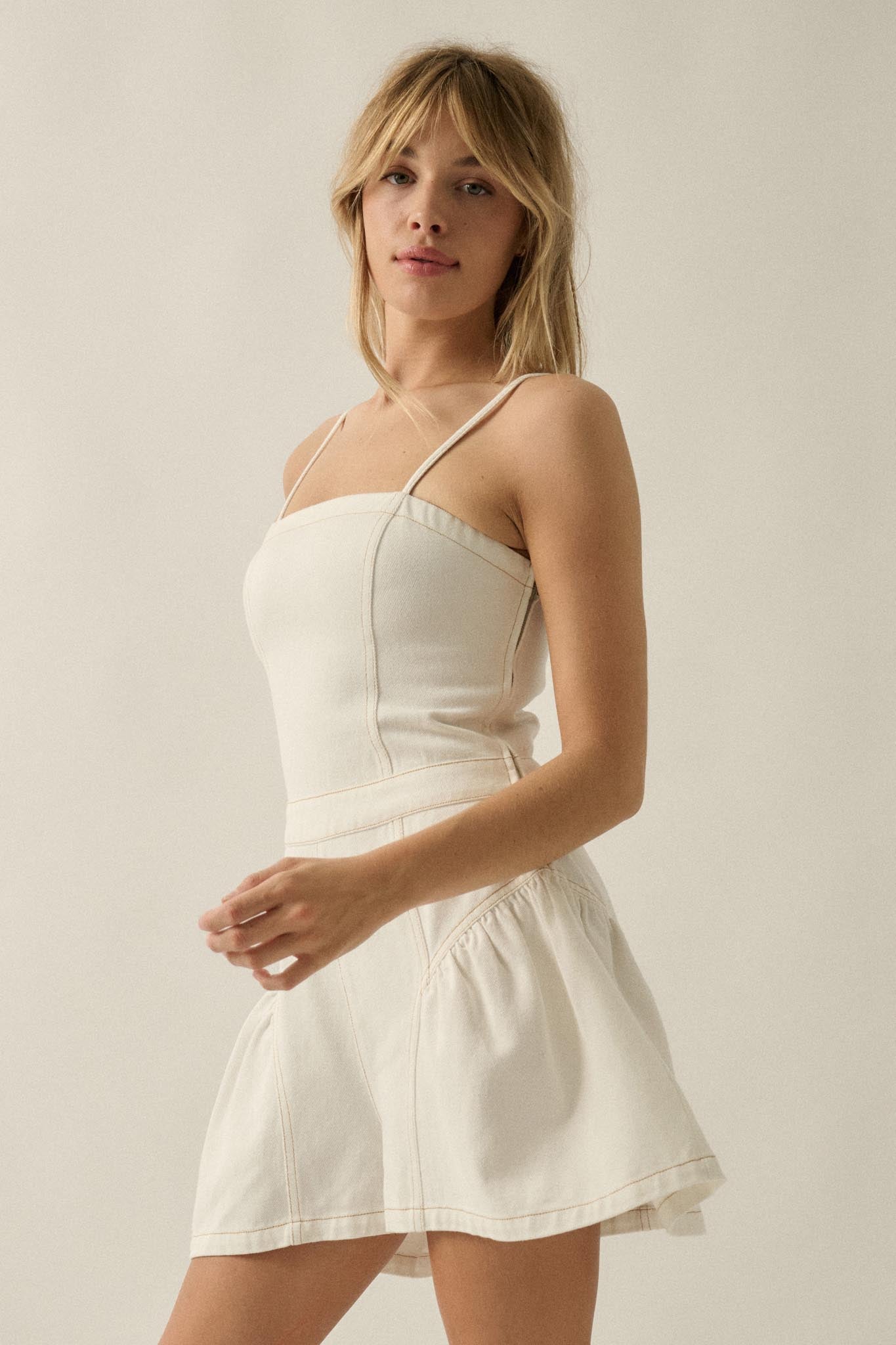 Good Jeans Denim Ruffled Wide-Leg Cami Romper - ShopPromesa