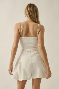 Good Jeans Denim Ruffled Wide-Leg Cami Romper - ShopPromesa