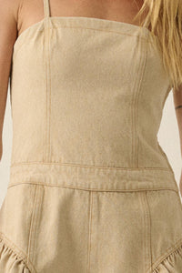 Good Jeans Denim Ruffled Wide-Leg Cami Romper - ShopPromesa