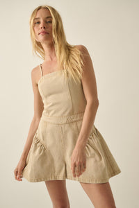 Good Jeans Denim Ruffled Wide-Leg Cami Romper - ShopPromesa