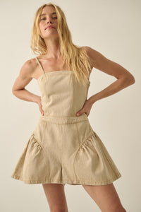 Good Jeans Denim Ruffled Wide-Leg Cami Romper - ShopPromesa