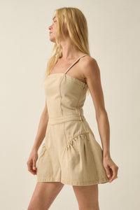 Good Jeans Denim Ruffled Wide-Leg Cami Romper - ShopPromesa