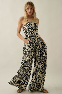 Lush Leaves Tropical-Print Wide-Leg Cami Jumpsuit - ShopPromesa