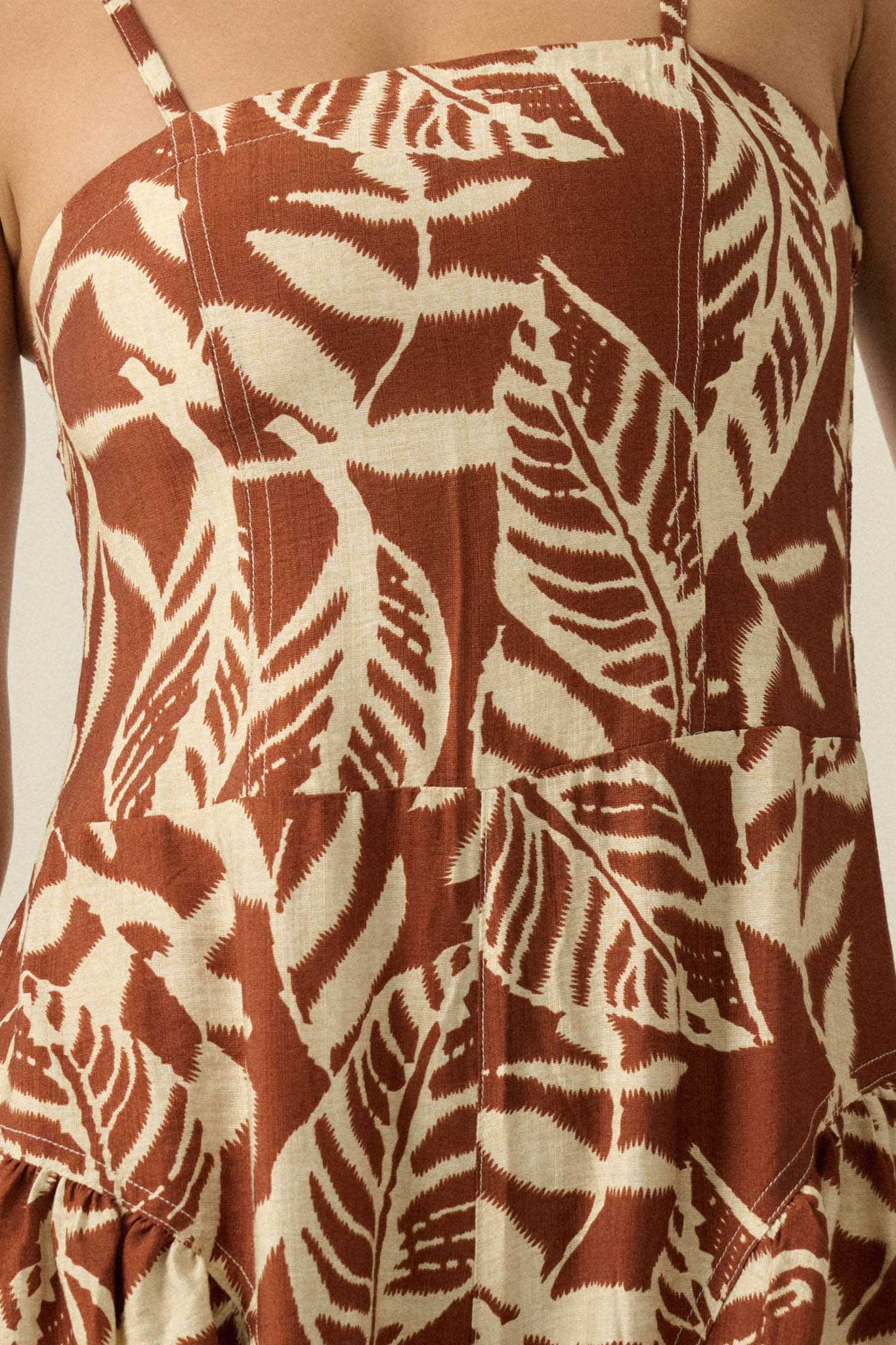 Lush Leaves Tropical-Print Wide-Leg Cami Jumpsuit - ShopPromesa