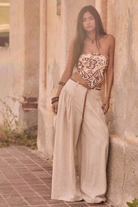 Natural Habitat Linen-Blend Gathered Wide-Leg Pants - ShopPromesa