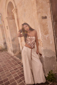 Natural Habitat Linen-Blend Gathered Wide-Leg Pants - ShopPromesa