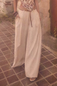 Natural Habitat Linen-Blend Gathered Wide-Leg Pants - ShopPromesa