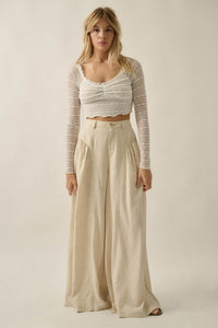 Natural Habitat Linen-Blend Gathered Wide-Leg Pants - ShopPromesa