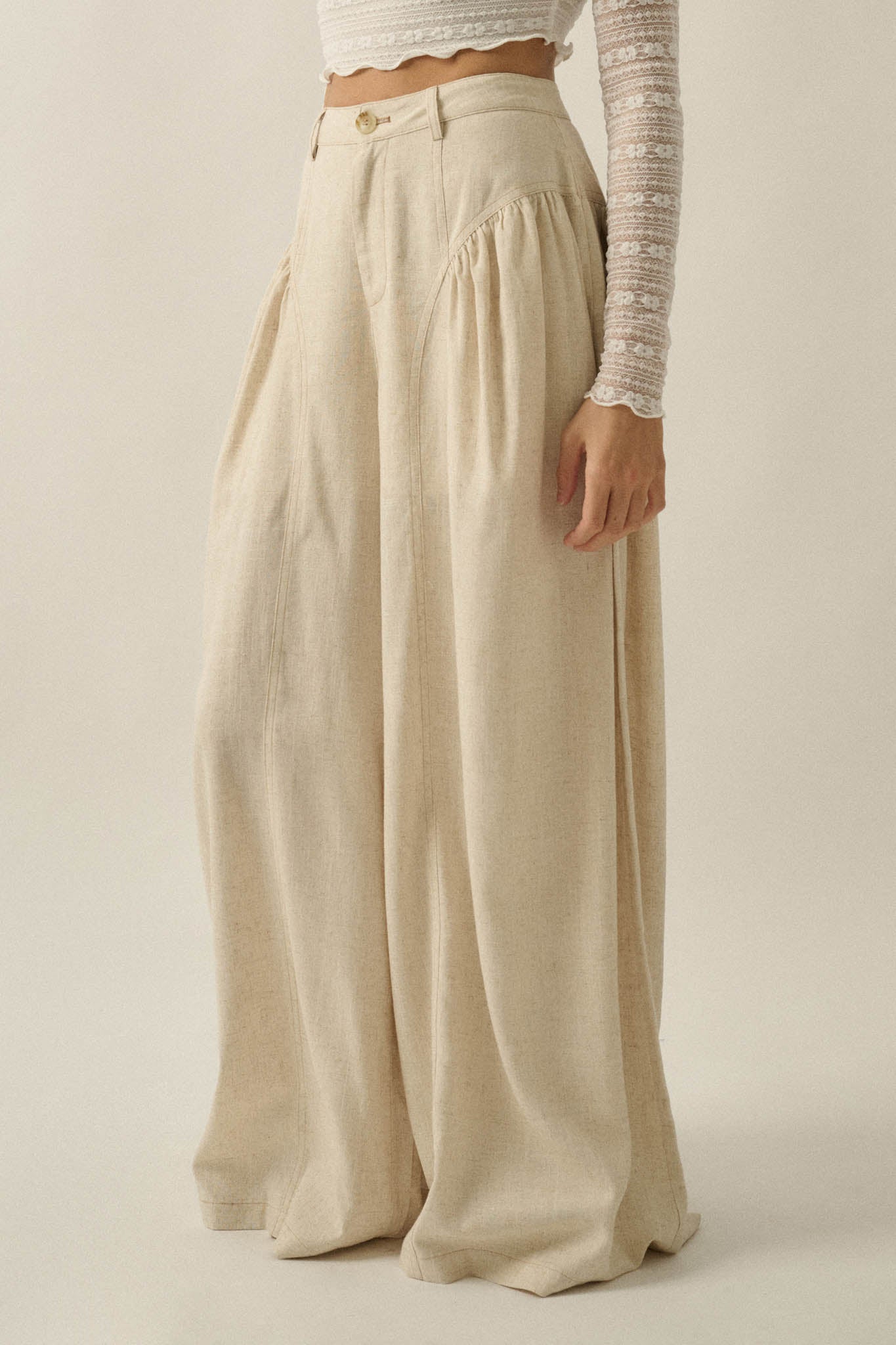 Natural Habitat Linen-Blend Gathered Wide-Leg Pants - ShopPromesa