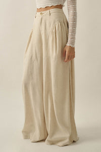 Natural Habitat Linen-Blend Gathered Wide-Leg Pants - ShopPromesa