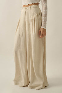 Natural Habitat Linen-Blend Gathered Wide-Leg Pants - ShopPromesa