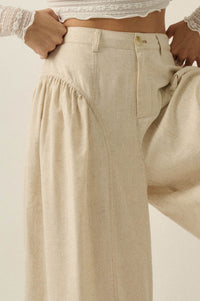 Natural Habitat Linen-Blend Gathered Wide-Leg Pants - ShopPromesa