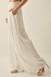 Natural Habitat Linen-Blend Gathered Wide-Leg Pants - ShopPromesa