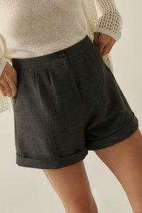 Walk the Talk Pleated Wide-Leg Cuffed Shorts - ShopPromesa