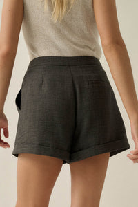 Walk the Talk Pleated Wide-Leg Cuffed Shorts - ShopPromesa