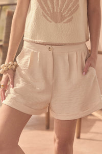 Walk the Talk Pleated Wide-Leg Cuffed Shorts - ShopPromesa