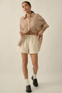 Walk the Talk Pleated Wide-Leg Cuffed Shorts - ShopPromesa