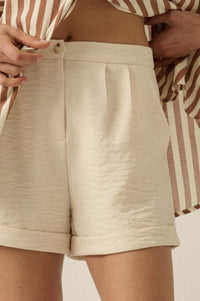 Walk the Talk Pleated Wide-Leg Cuffed Shorts - ShopPromesa