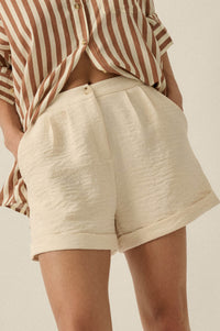 Walk the Talk Pleated Wide-Leg Cuffed Shorts - ShopPromesa