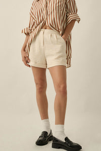 Walk the Talk Pleated Wide-Leg Cuffed Shorts - ShopPromesa