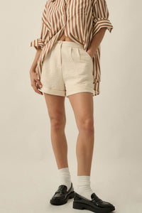 Walk the Talk Pleated Wide-Leg Cuffed Shorts - ShopPromesa