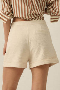 Walk the Talk Pleated Wide-Leg Cuffed Shorts - ShopPromesa