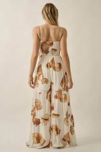 Shell Game Shell-Print Wide-Leg Ruffle Jumpsuit - ShopPromesa