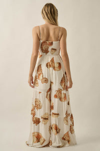 Shell Game Shell-Print Wide-Leg Ruffle Jumpsuit - ShopPromesa