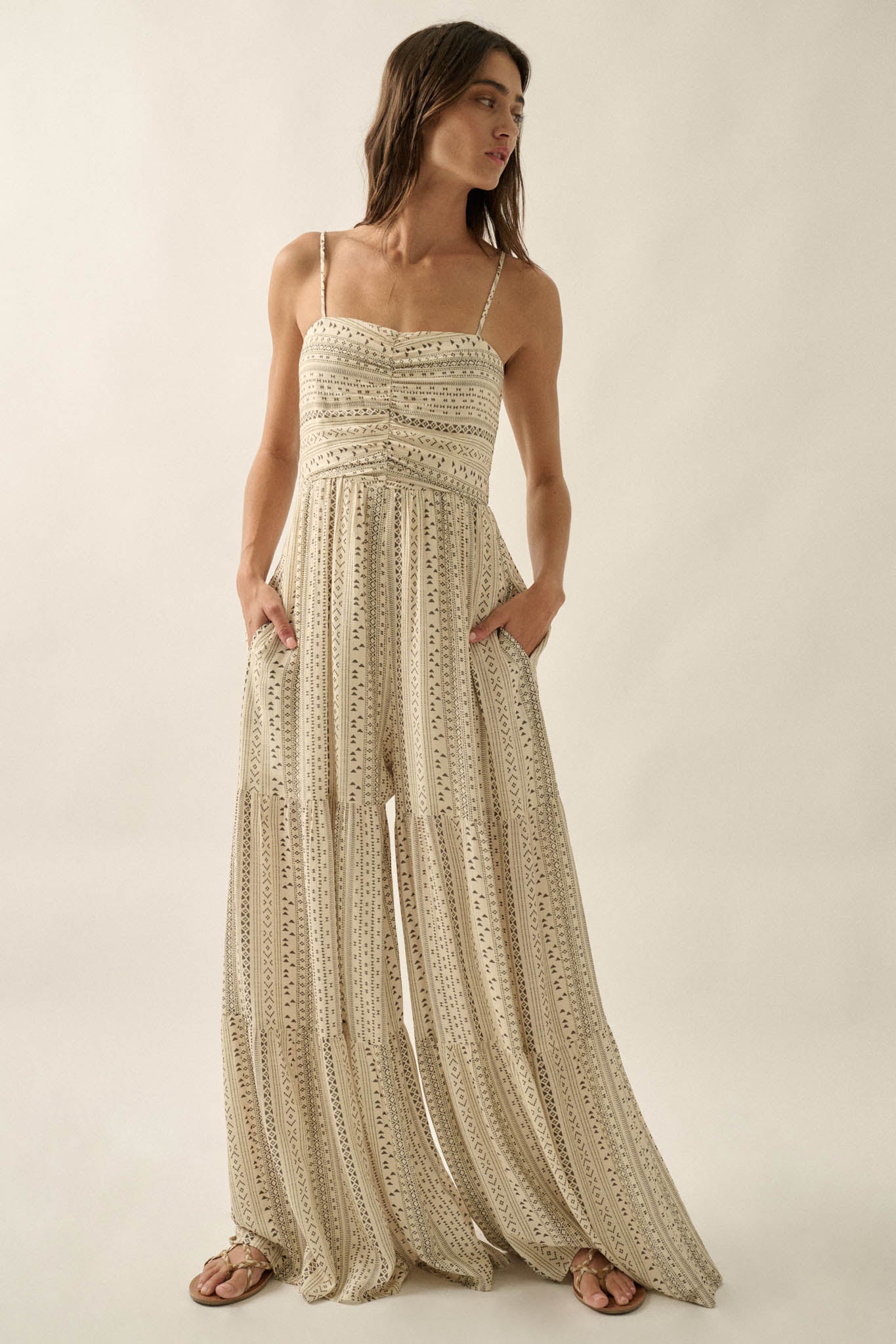 Wild Adventure Geo-Print Tiered Wide-Leg Jumpsuit - ShopPromesa