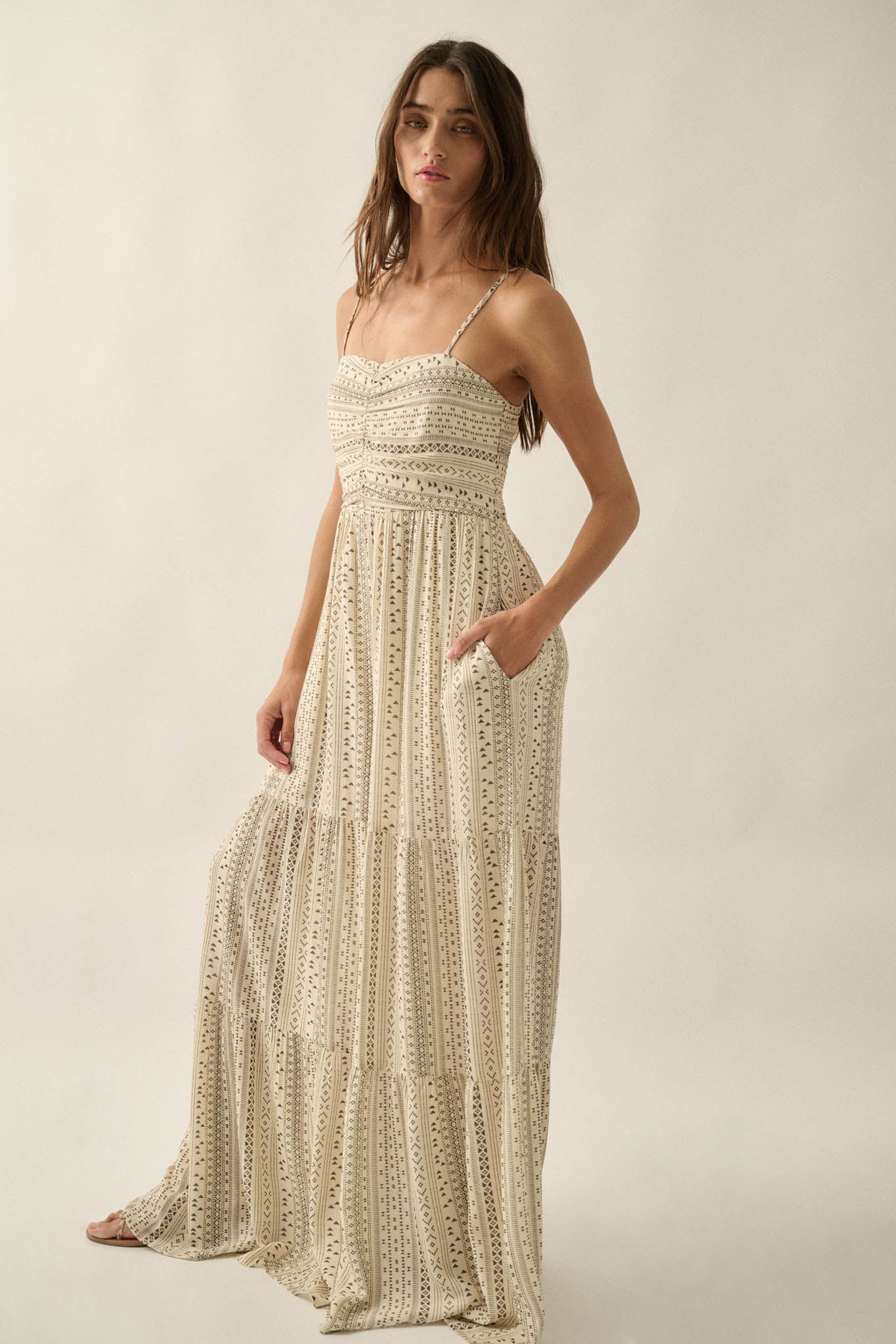 Wild Adventure Geo-Print Tiered Wide-Leg Jumpsuit - ShopPromesa